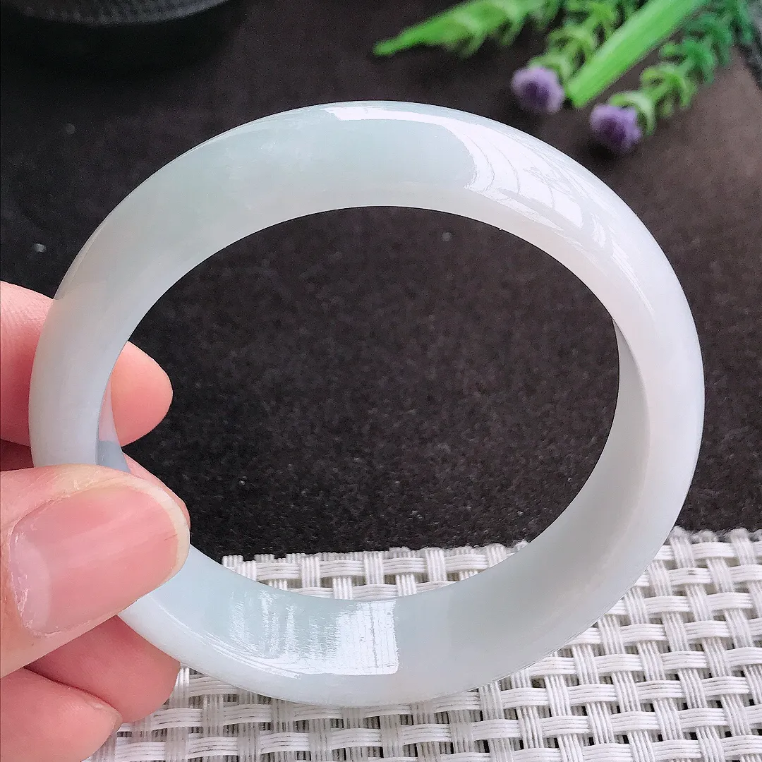 天然A货翡翠56.8/15.9/7.8老坑秀气温润轮胎手镯宽边玉镯