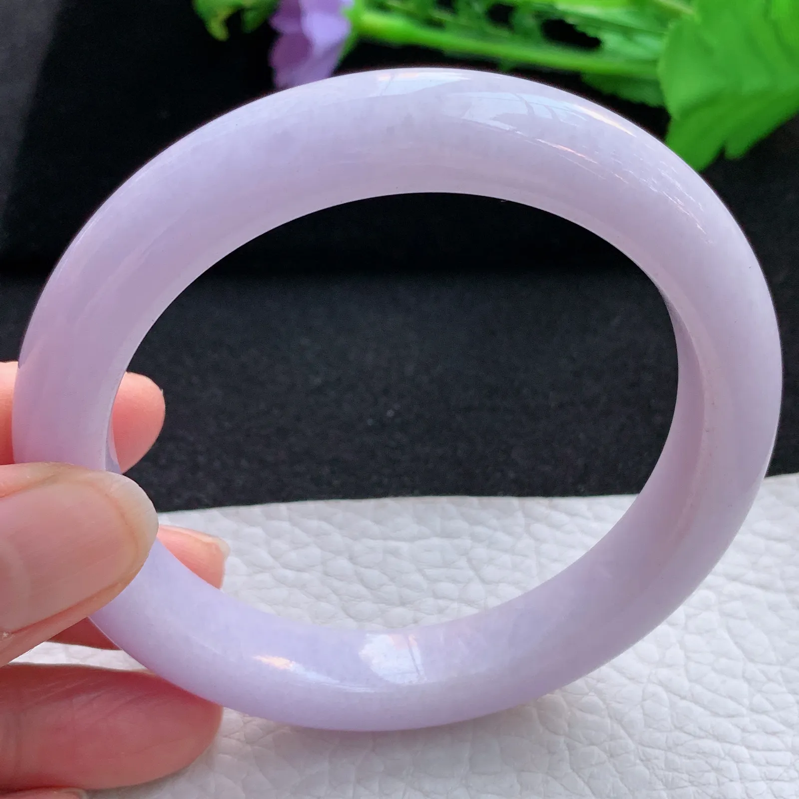 nr大圈口61.5*11.6*9.8平安镯 翡翠a货玉手镯粉紫罗兰宽边珠宝玉手环