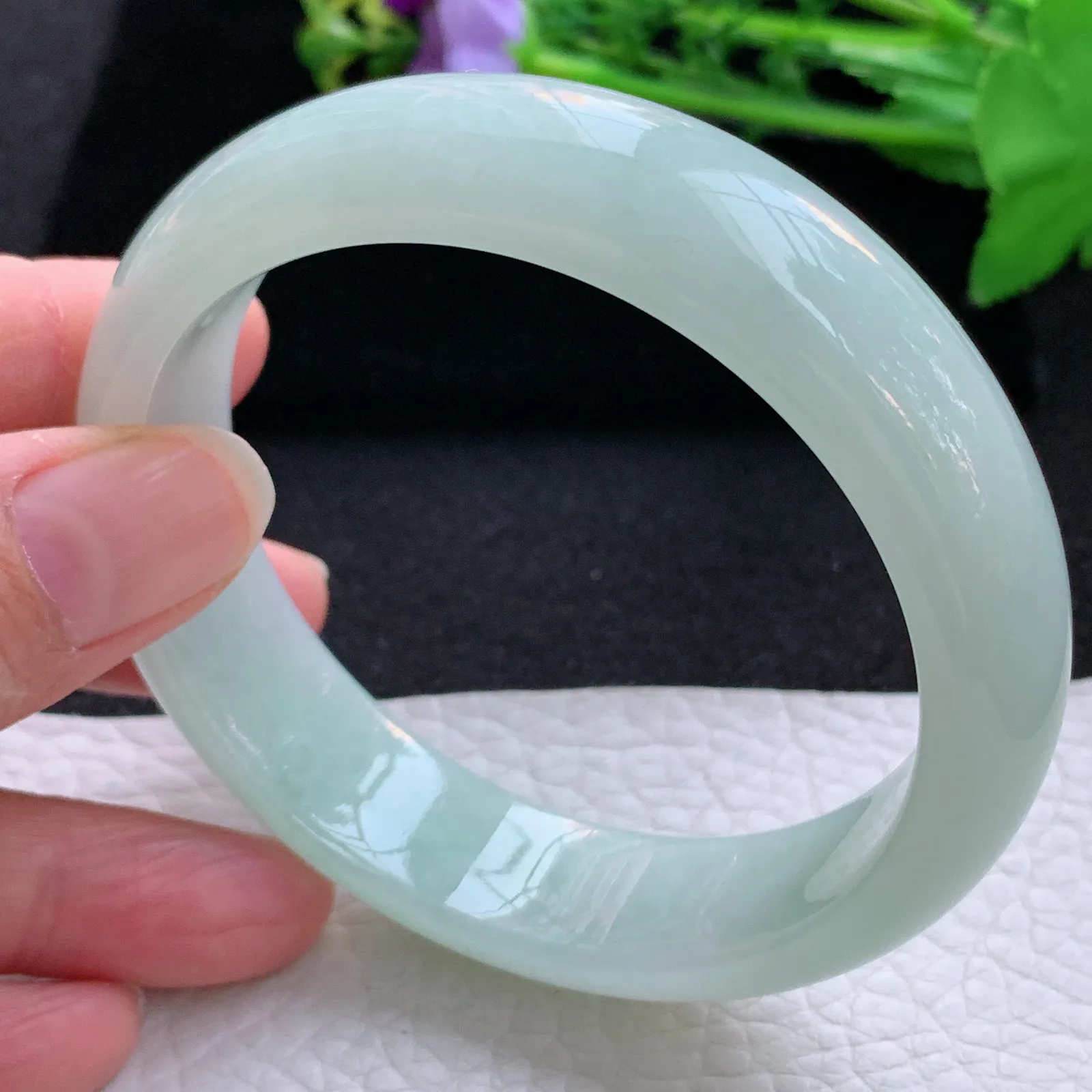 nr大圈口60*16.2*8.2轮胎镯 翡翠a货玉手镯甜绿宽边珠宝玉手环