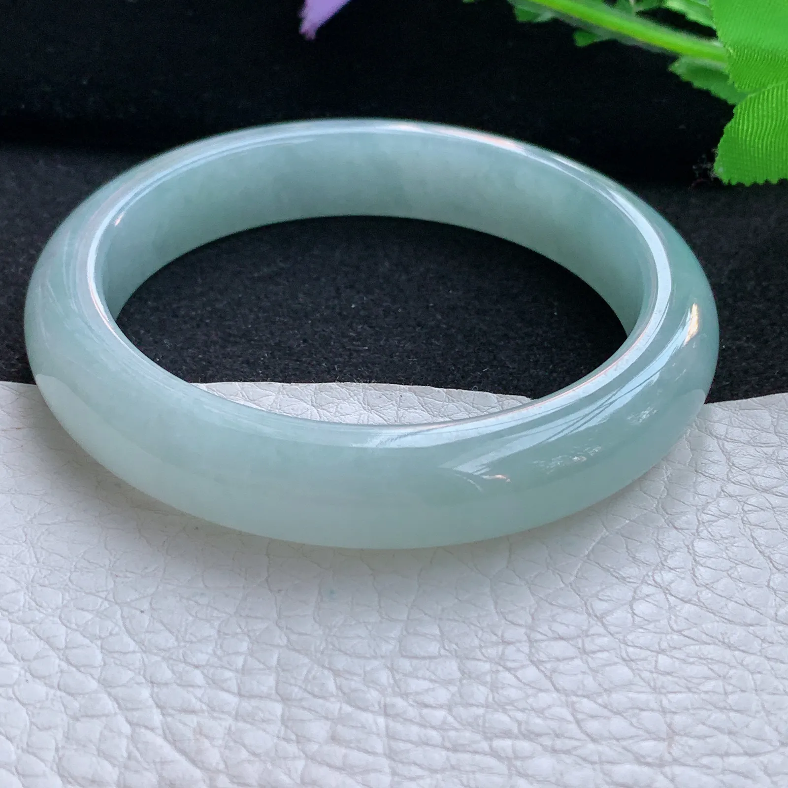 nr大圈口60*12.2*8.6平安镯 翡翠a货玉手镯天空蓝韵宽边珠宝玉手环