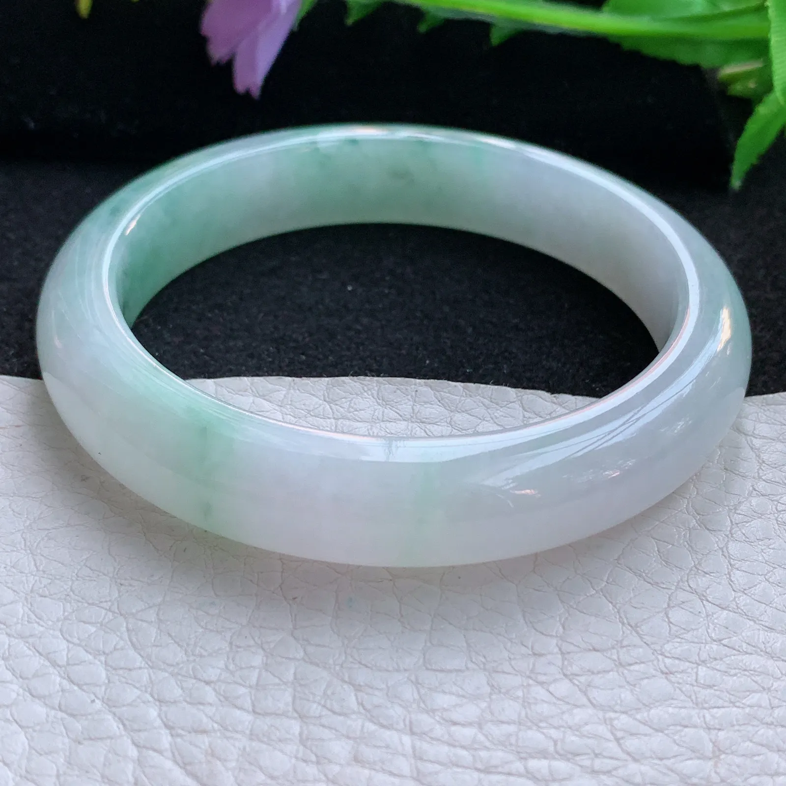 cc自然光58.8*12.2*8.5平安镯 翡翠a货玉手镯飘花宽边珠宝玉手环