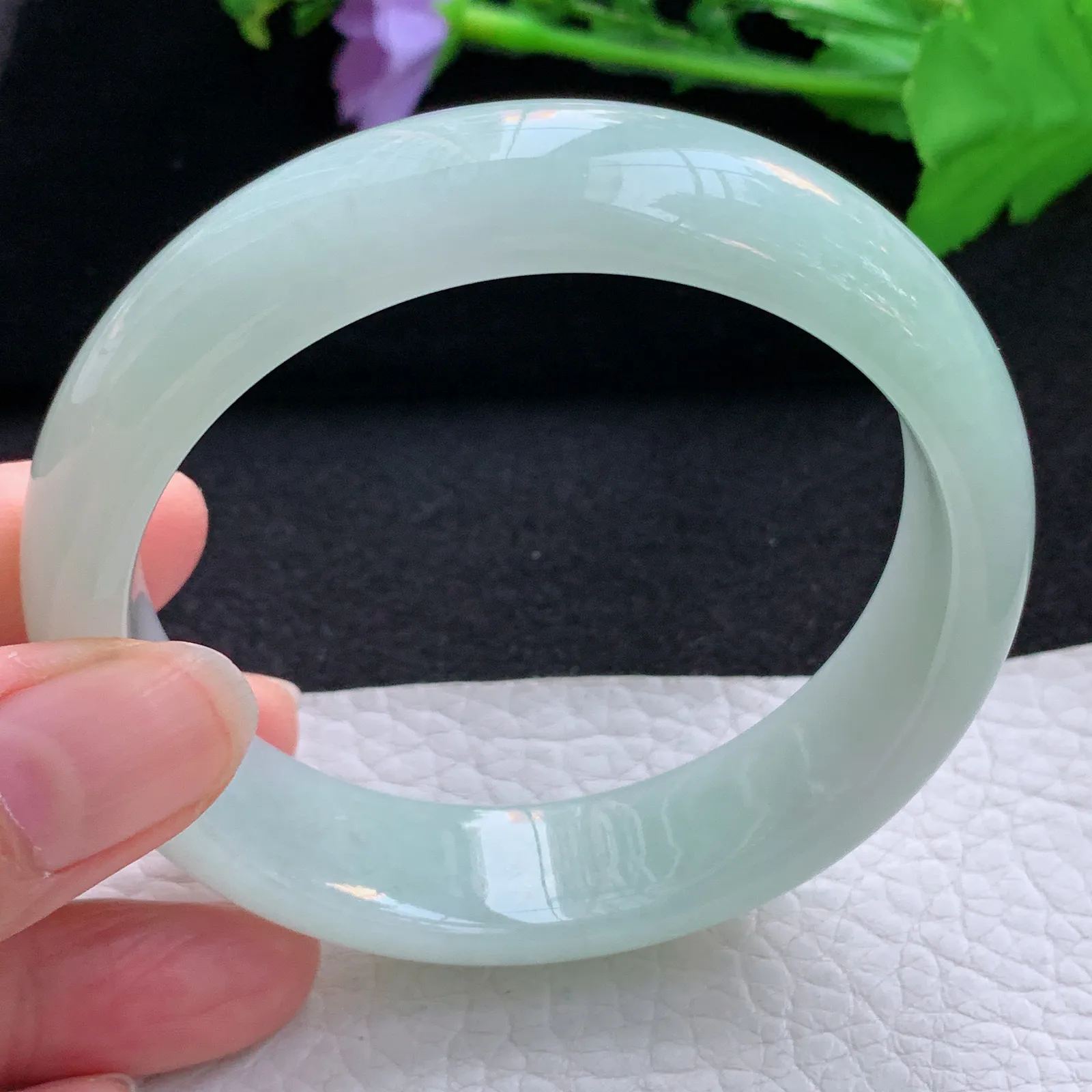 nr大圈口60*16.2*8.2轮胎镯 翡翠a货玉手镯甜绿宽边珠宝玉手环