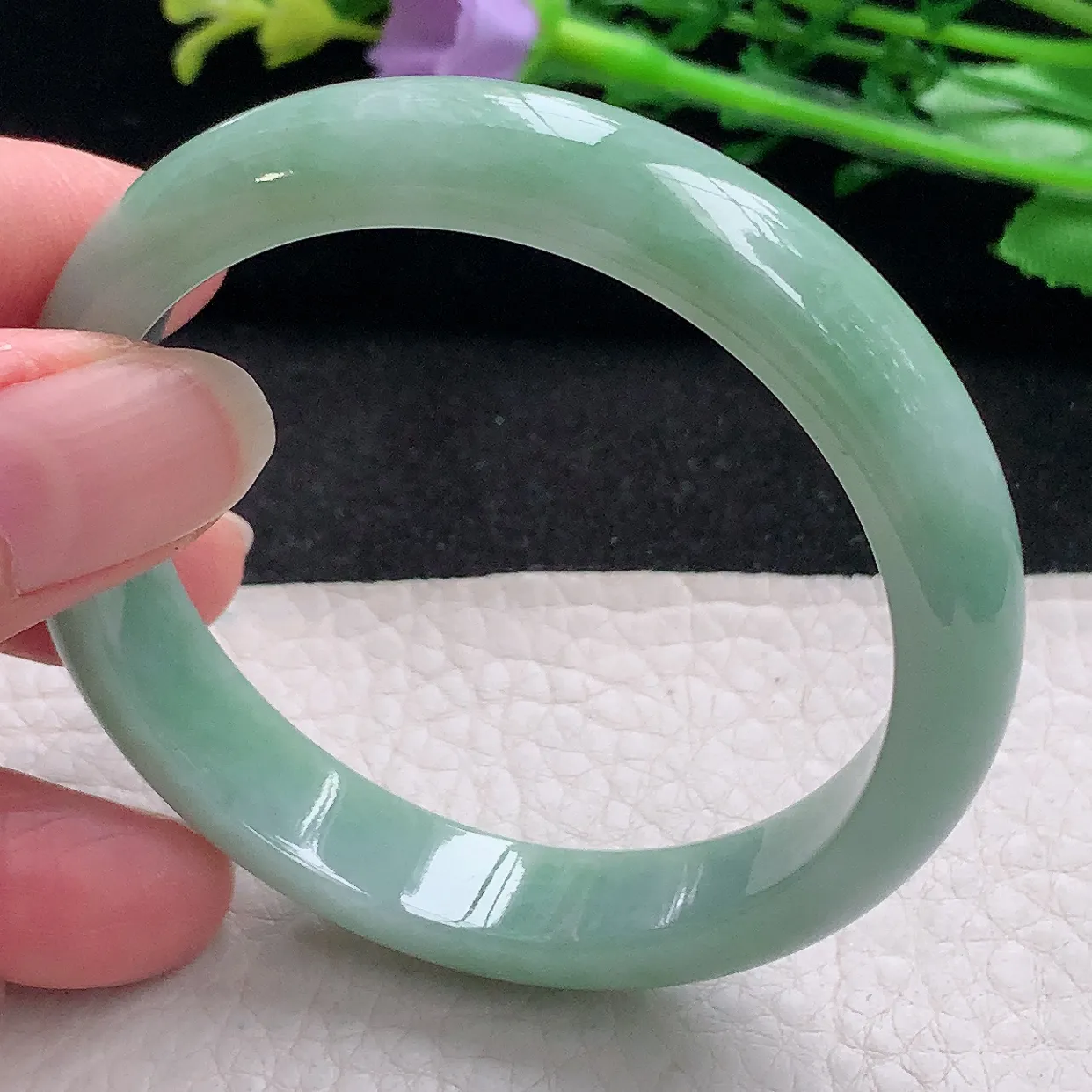 xx自然光53*11.8*7平安镯 翡翠a货玉手镯满绿宽边珠宝玉手环