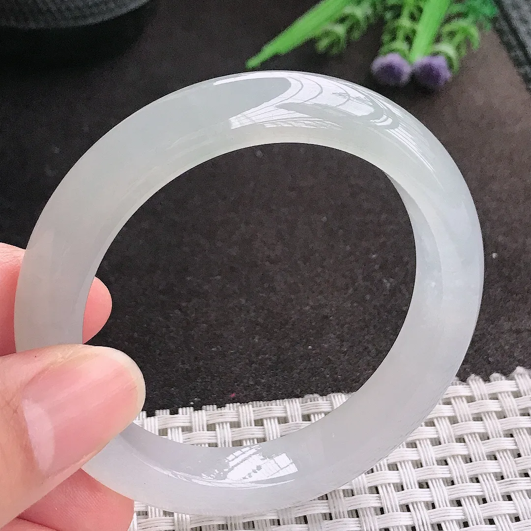 天然A货翡翠53/11.3/8.8老坑冰胶果冻冰晴底手镯宽边玉镯