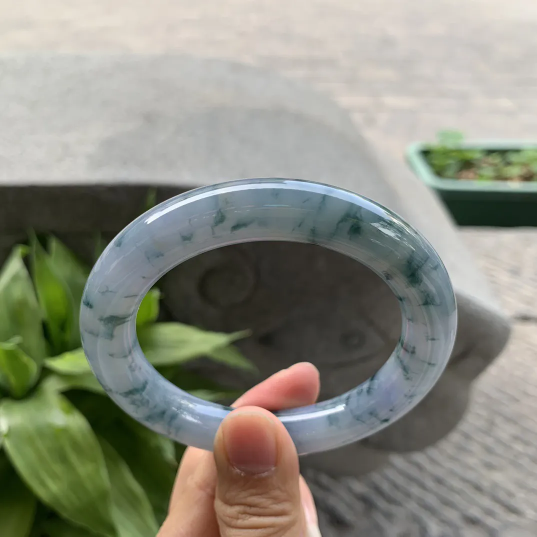 圈口57.6-11.5 【茄紫飘花圆条手镯】圆条57 58可戴