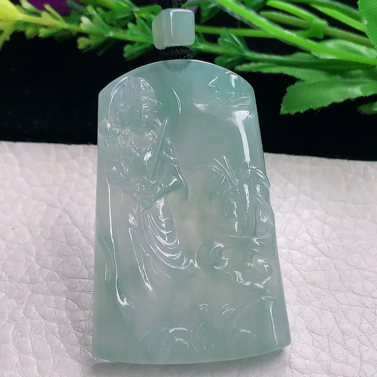 mut自然光55.6*36*5.6天然缅甸翡翠冰晴自在观音 玉观音玉吊坠 玉挂件