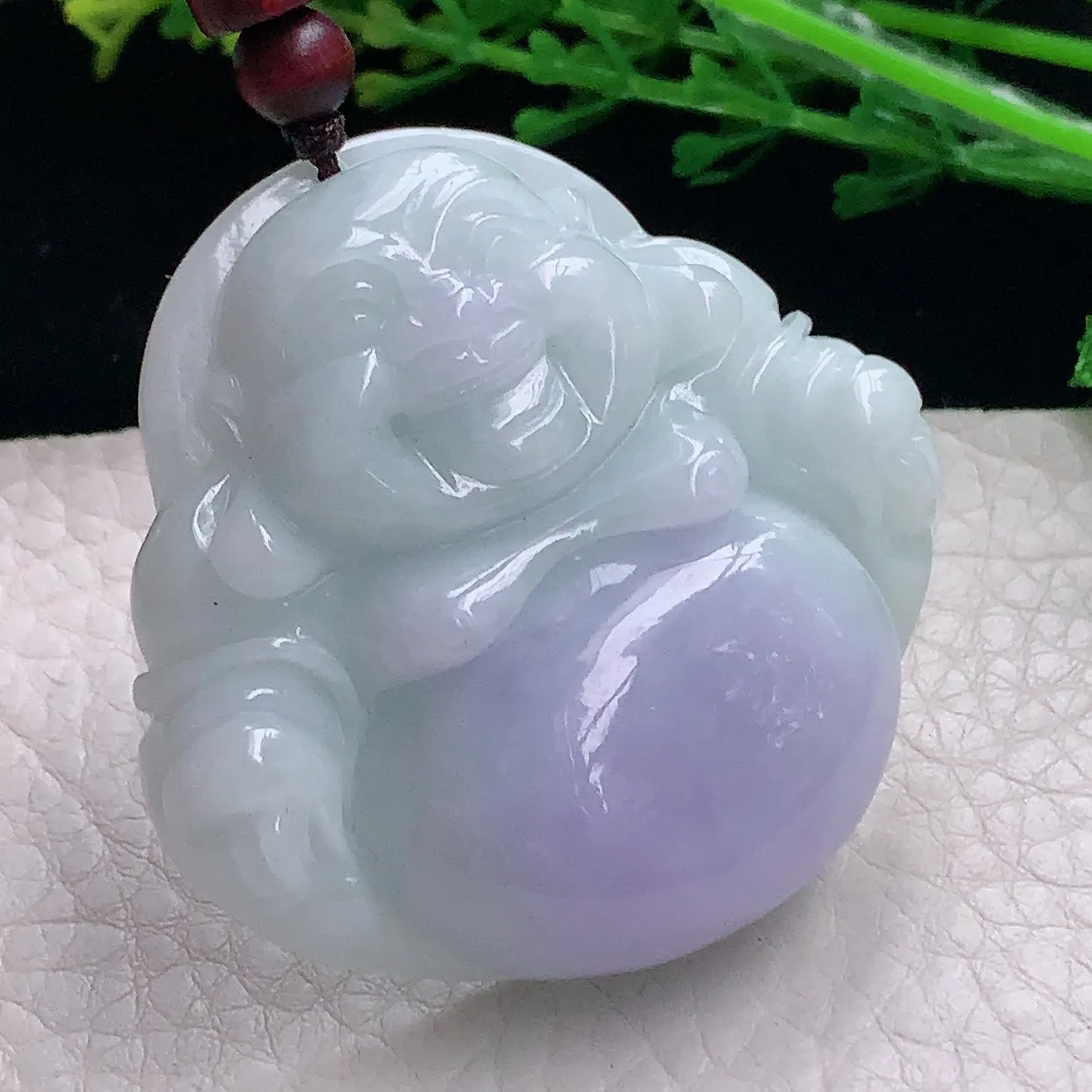 zen自然光36*48*12.5缅甸翡翠a货饱满贵气紫罗兰佛公 弥勒佛玉吊坠 玉挂件