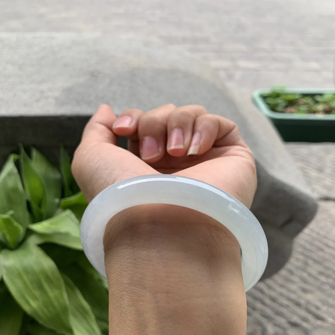 圈口54.8-10.1【冰圆条手镯】圆条54 55可戴