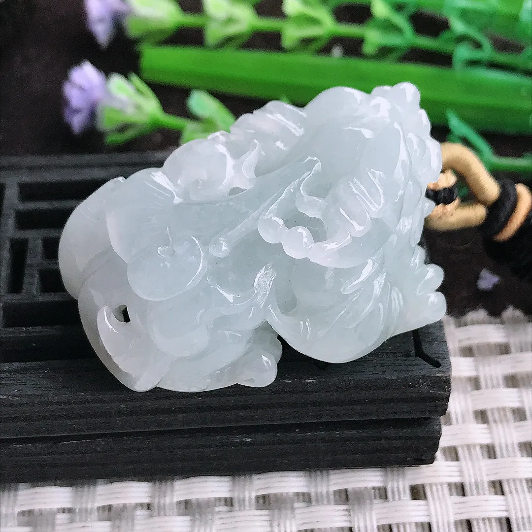 天然A货翡翠38/24/20.5老坑秀气冰润招财貔貅吊坠翡翠挂件