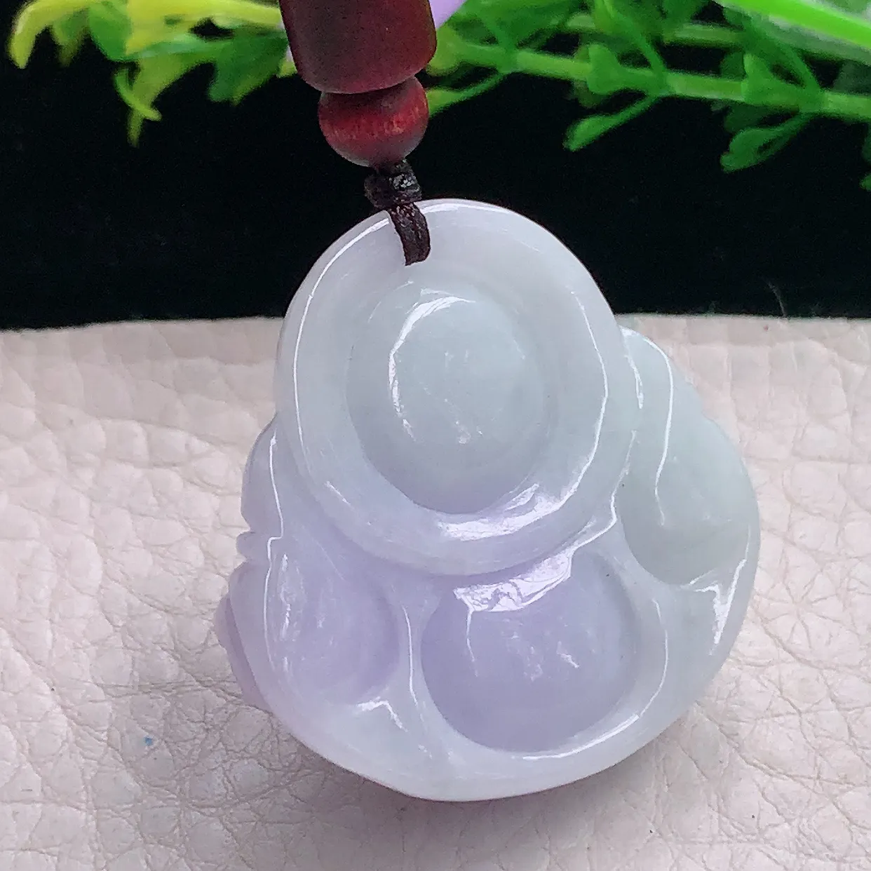 zen自然光36*35.5*12缅甸翡翠a货饱满紫罗兰佛公 弥勒佛玉吊坠 玉挂件