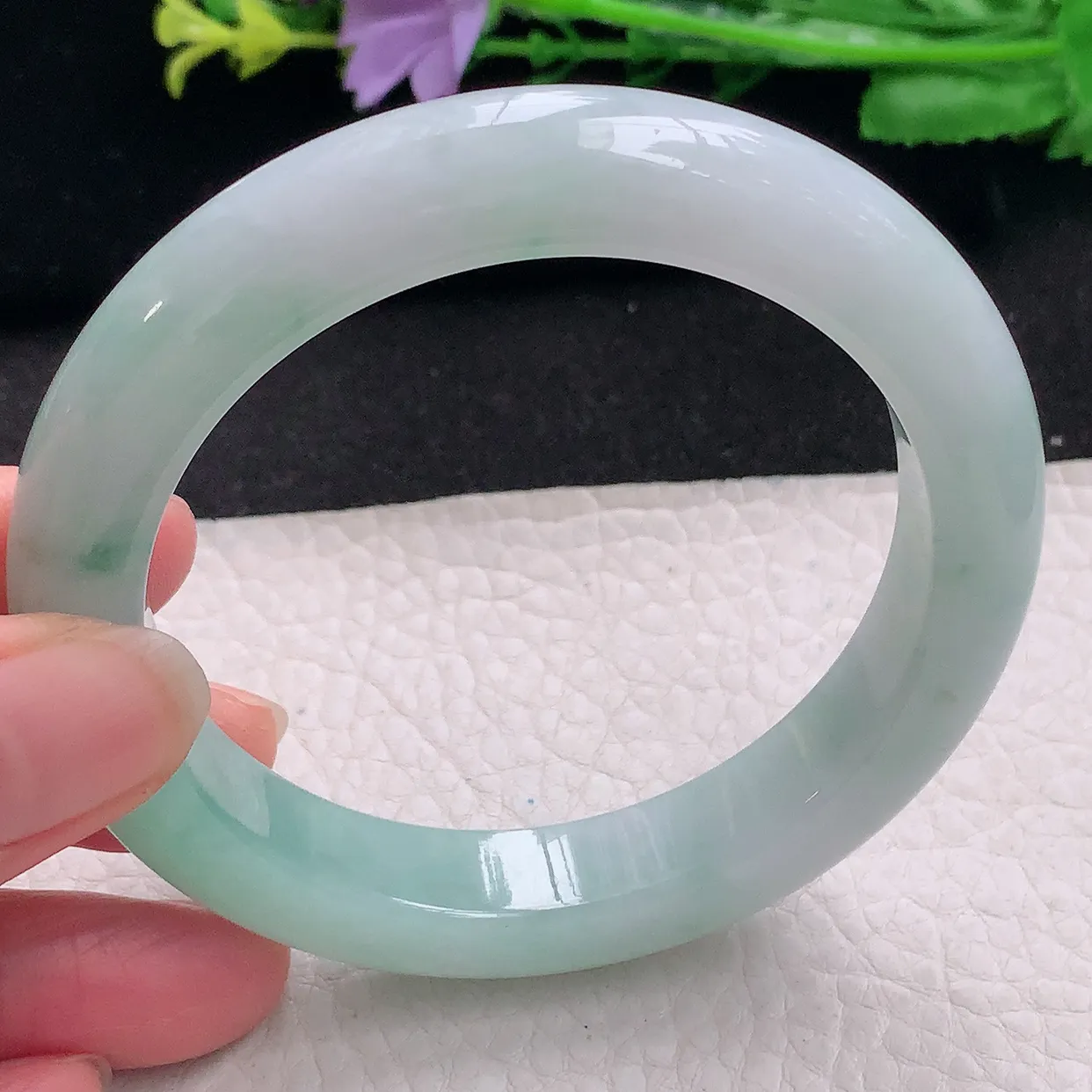 z自然光58.5*11.8*9.7平安镯 翡翠a货玉手镯清新宽边珠宝玉手环