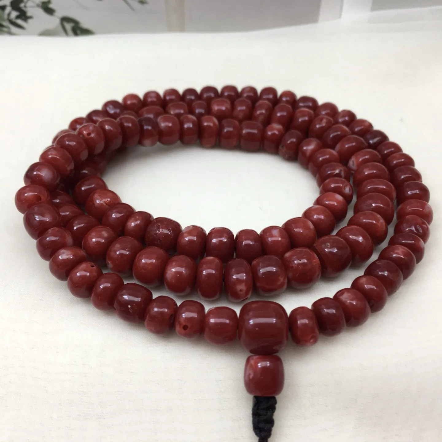 【天然日本阿卡赤血牛血红珊瑚8.8mm鼓珠108佛珠链】项链手链两用款！天然无添加无优化，日本产地，