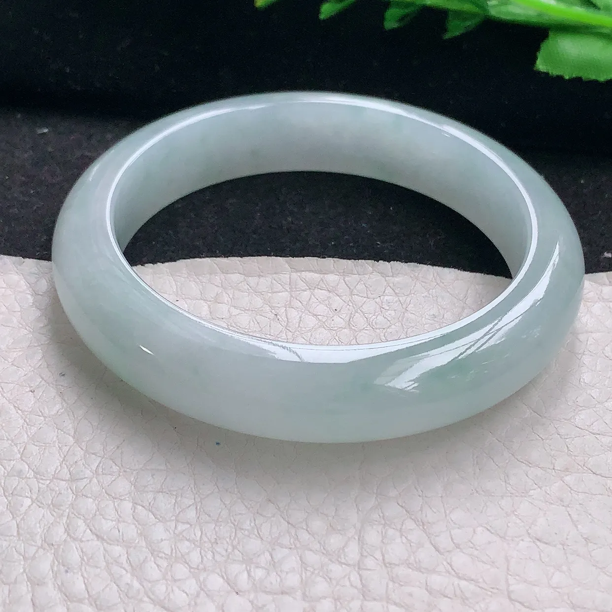 nr自然光56.5*12.5*8.8平安镯 翡翠a货玉手镯冰胶清新宽边珠宝玉手环