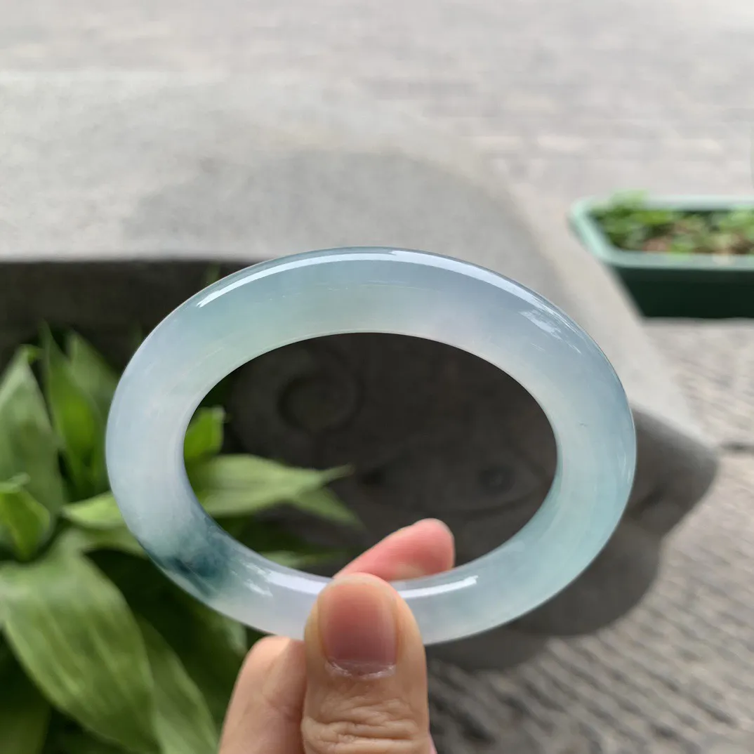 圈口55.5-10.5 【高冰飘花圆条手镯】圆条55 56可戴