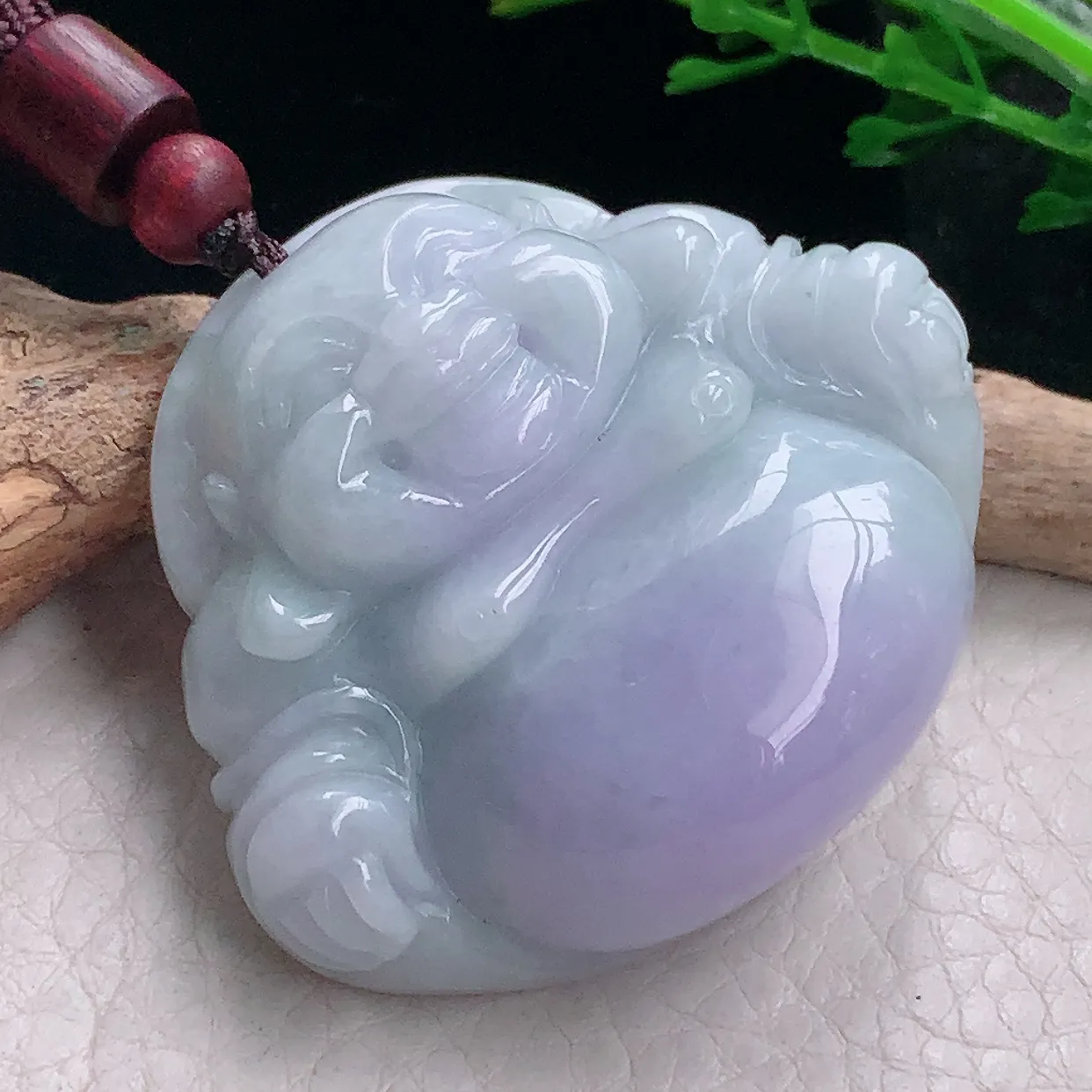 zen自然光40.8*46.5*14.2缅甸翡翠a货饱满紫罗兰佛公 弥勒佛玉吊坠 玉挂件