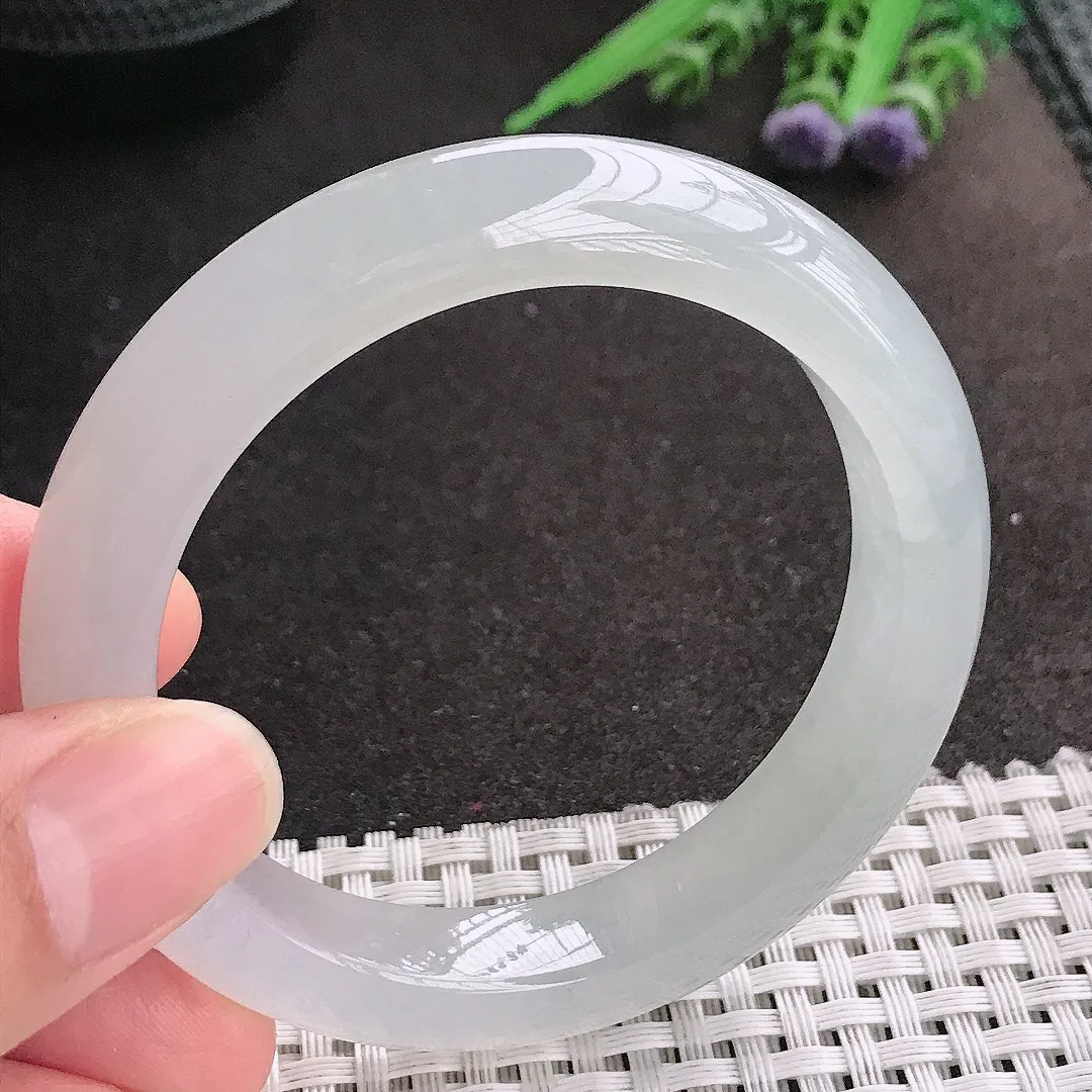 天然A货翡翠53/11.3/8.8老坑冰胶果冻冰晴底手镯宽边玉镯