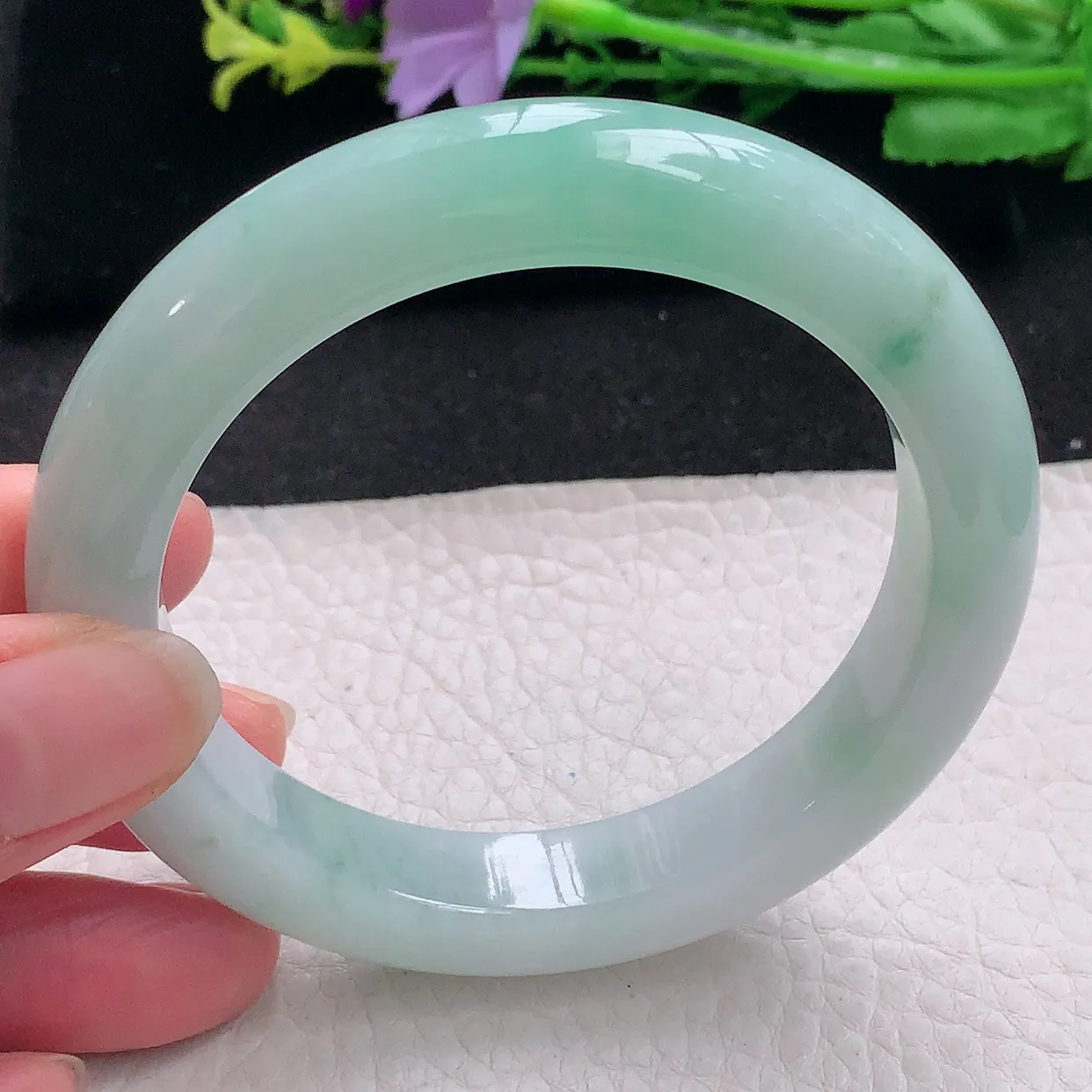 z自然光58.5*11.8*9.7平安镯 翡翠a货玉手镯清新宽边珠宝玉手环