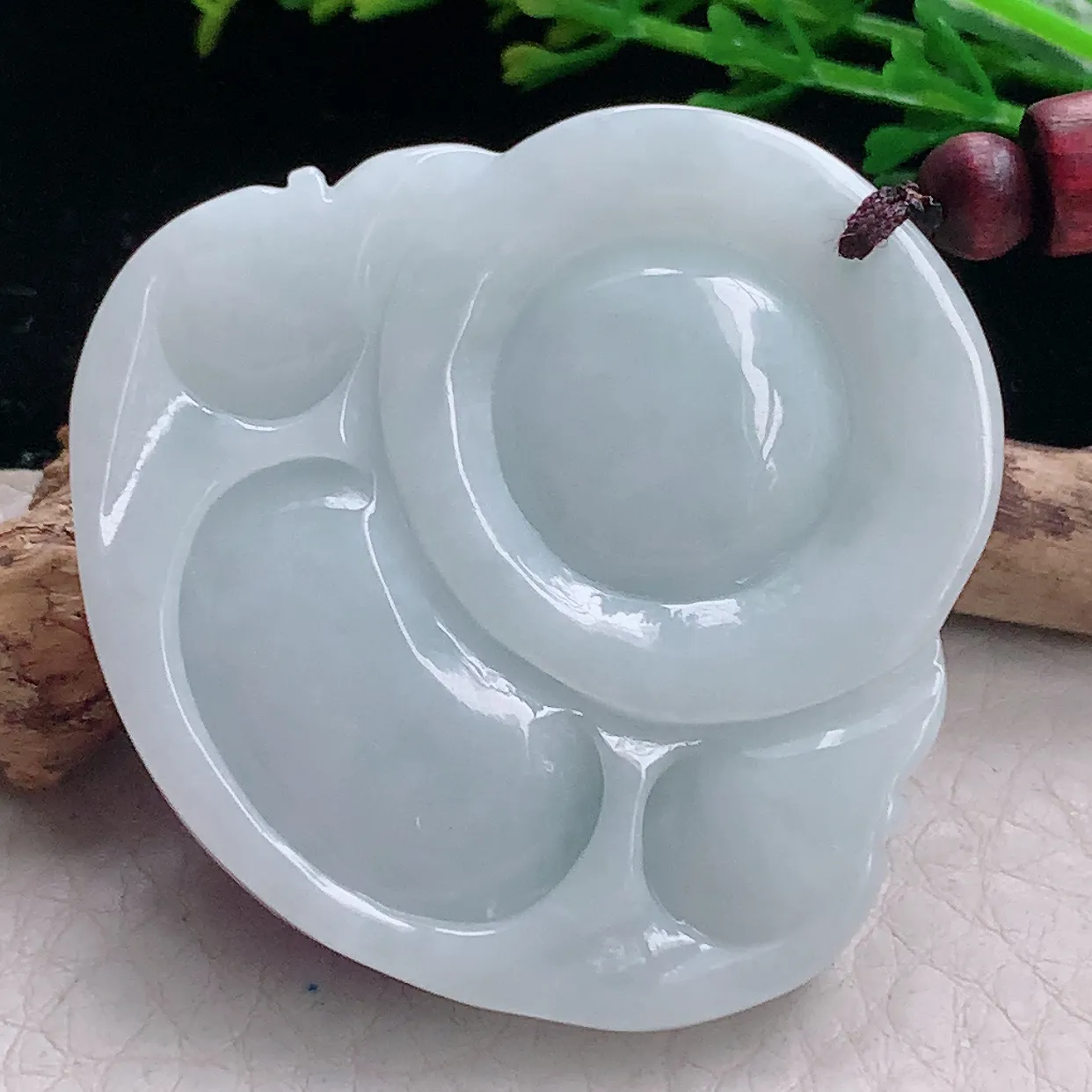 zen自然光36*48*12.5缅甸翡翠a货饱满贵气紫罗兰佛公 弥勒佛玉吊坠 玉挂件