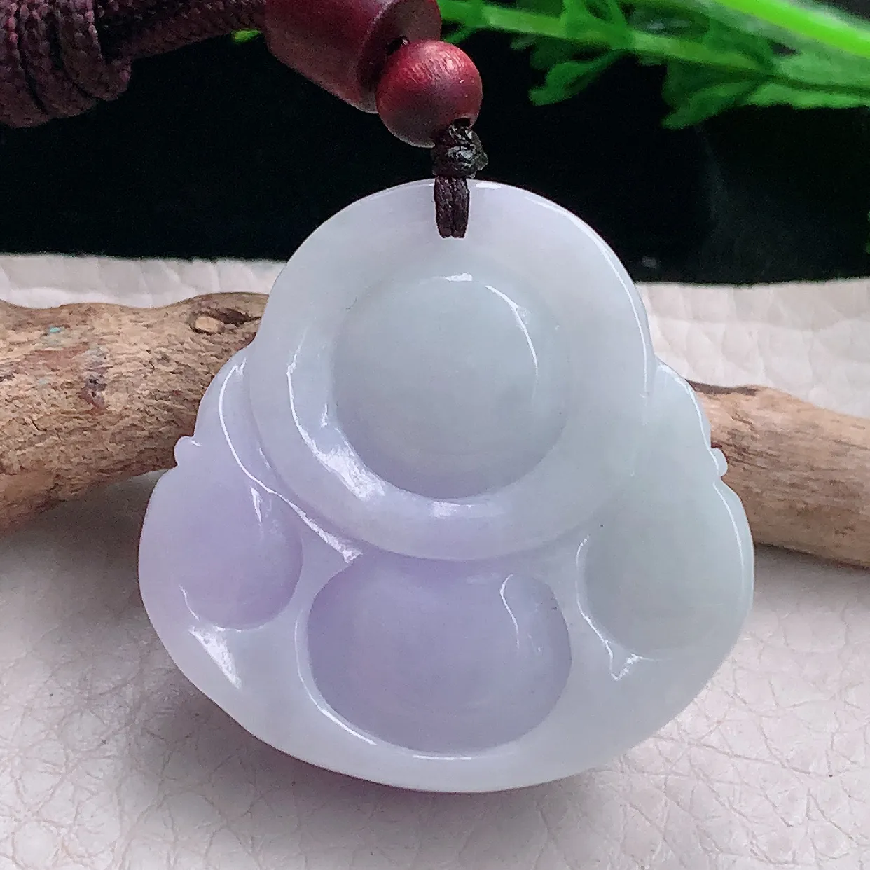 zen自然光36*35.5*12缅甸翡翠a货饱满紫罗兰佛公 弥勒佛玉吊坠 玉挂件