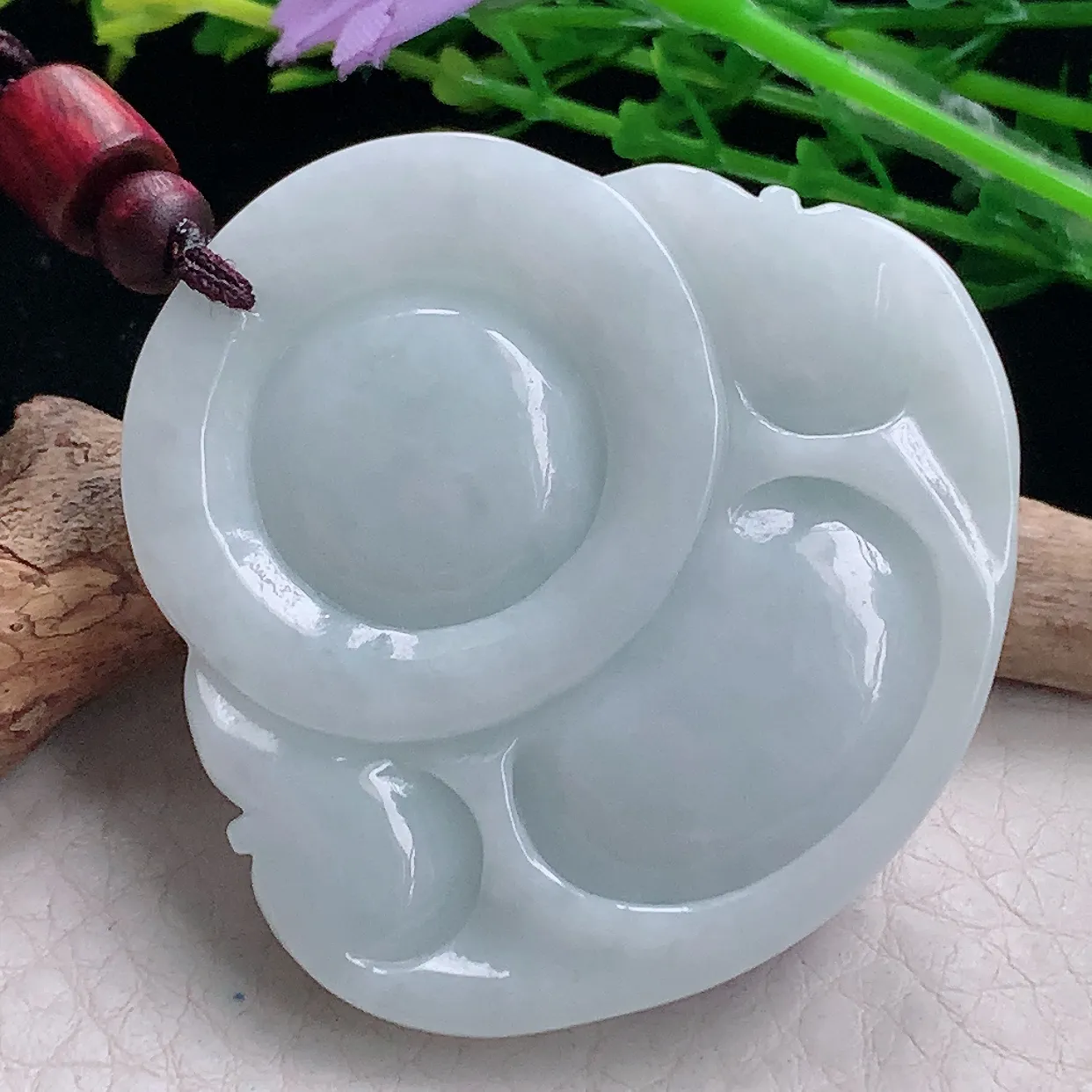 zen自然光36*48*12.5缅甸翡翠a货饱满贵气紫罗兰佛公 弥勒佛玉吊坠 玉挂件