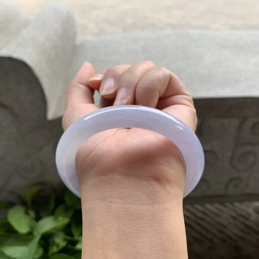 圈口54.5-9.3 【冰茄紫圆条手镯】圆条54 55可戴