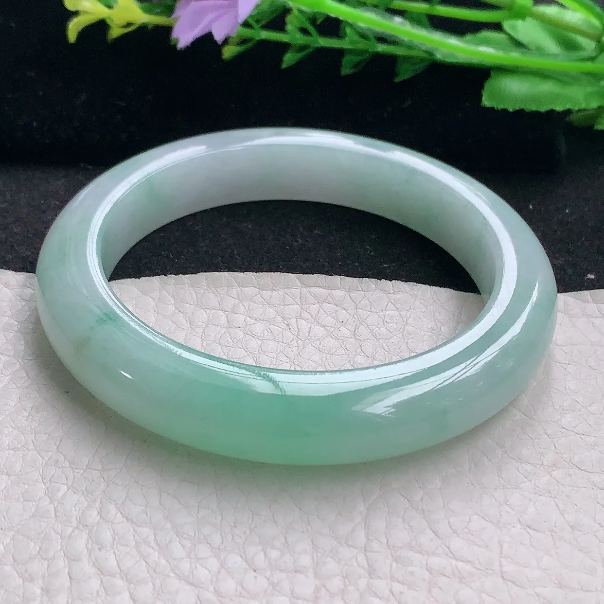 z自然光58.5*11.8*9.7平安镯 翡翠a货玉手镯清新宽边珠宝玉手环