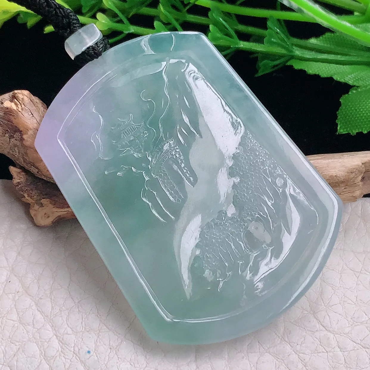 mut自然光55*41*5天然缅甸翡翠冰晴山水 大好河山玉吊坠 玉挂件