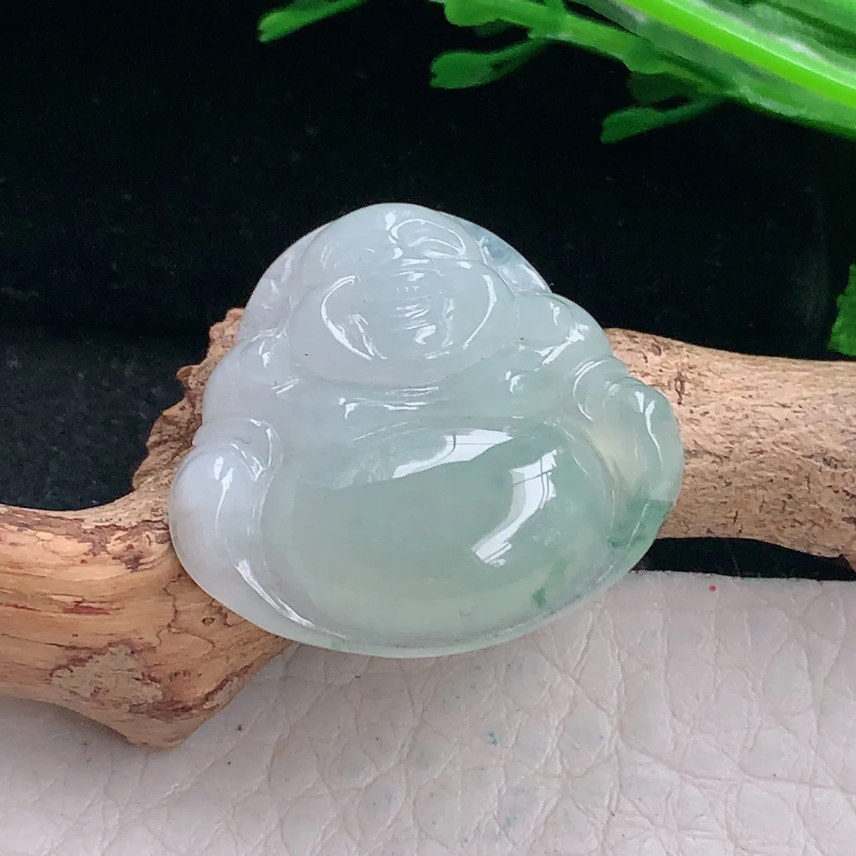 zen自然光24.8*27*6缅甸翡翠a货饱满冰晴佛公 弥勒佛玉吊坠 玉挂件