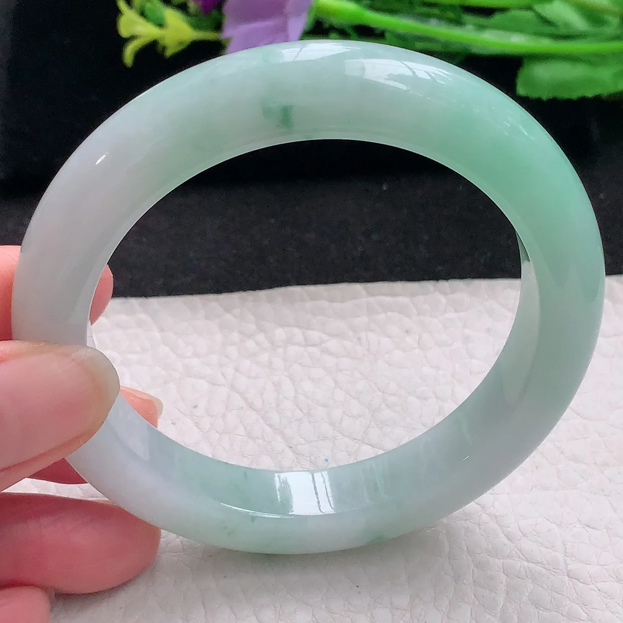 z自然光58.5*11.8*9.7平安镯 翡翠a货玉手镯清新宽边珠宝玉手环