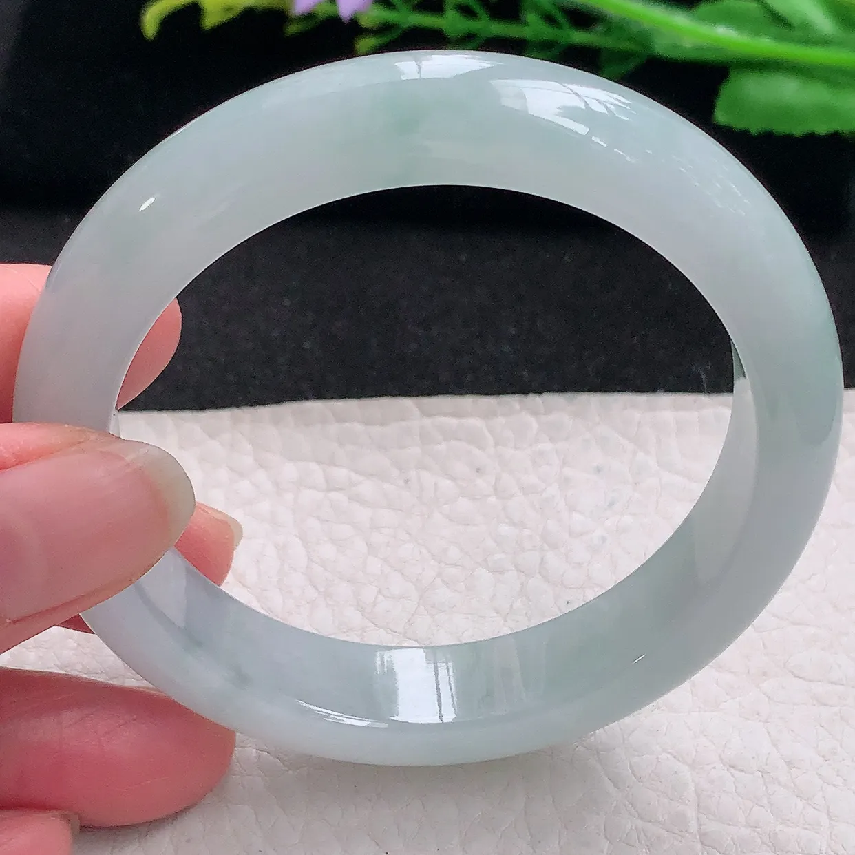 nr自然光56.5*12.5*8.8平安镯 翡翠a货玉手镯冰胶清新宽边珠宝玉手环