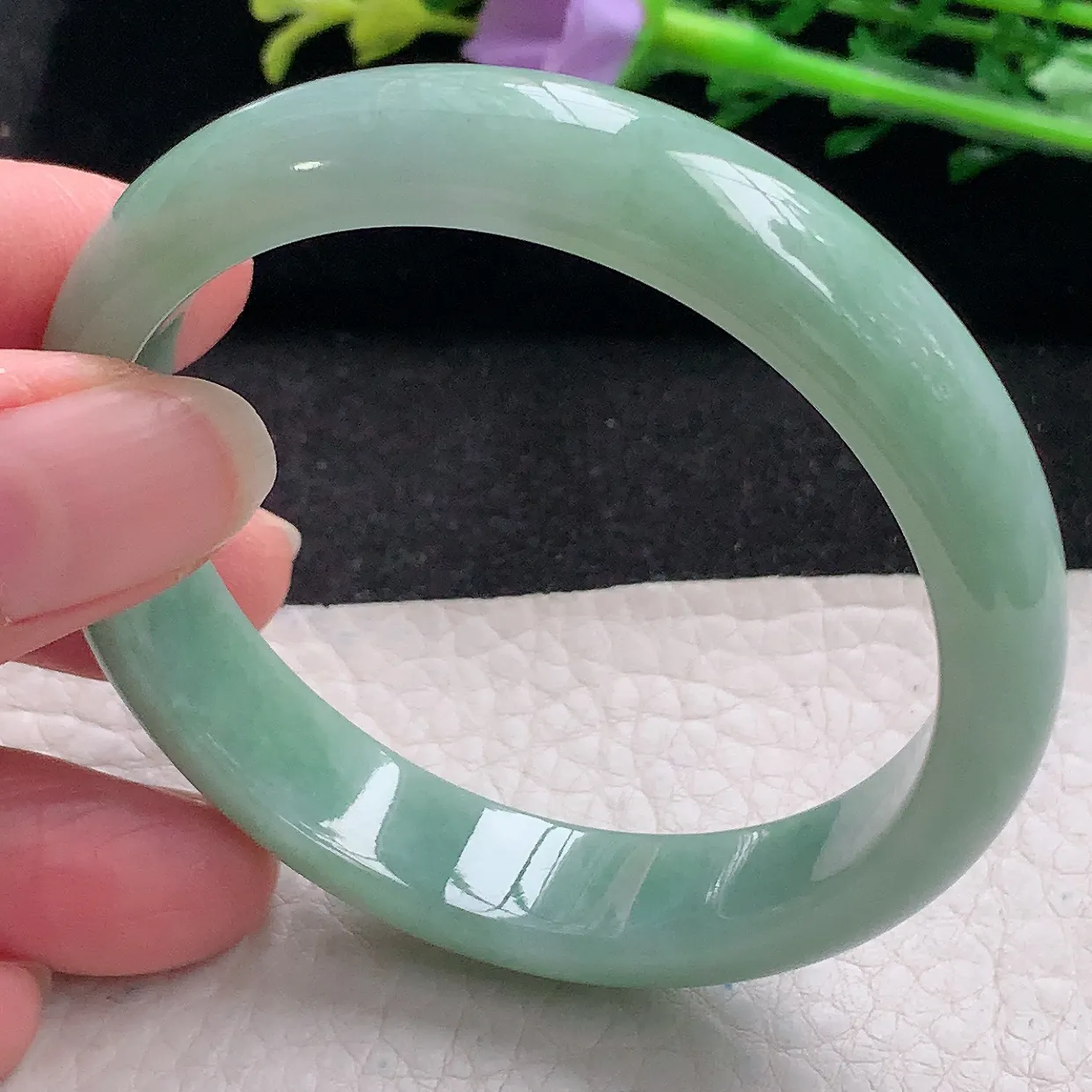 xx自然光53*11.8*7平安镯 翡翠a货玉手镯满绿宽边珠宝玉手环