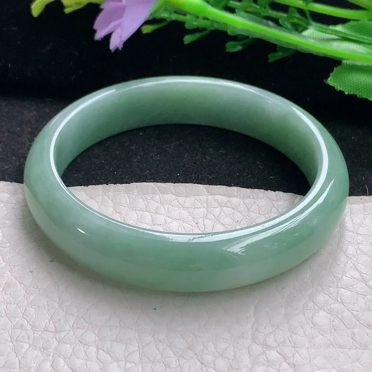 xx自然光53*11.8*7平安镯 翡翠a货玉手镯满绿宽边珠宝玉手环