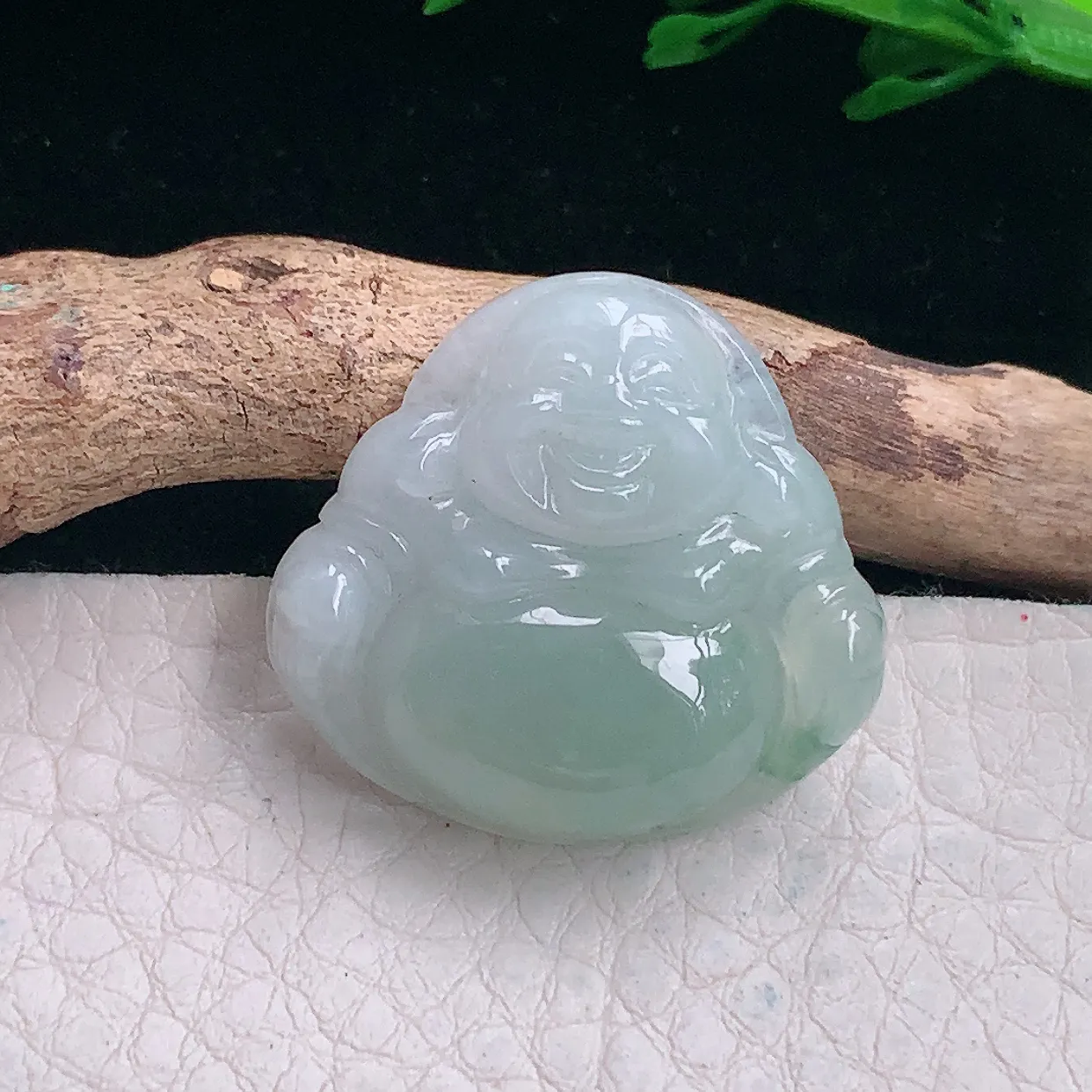 zen自然光24.8*27*6缅甸翡翠a货饱满冰晴佛公 弥勒佛玉吊坠 玉挂件