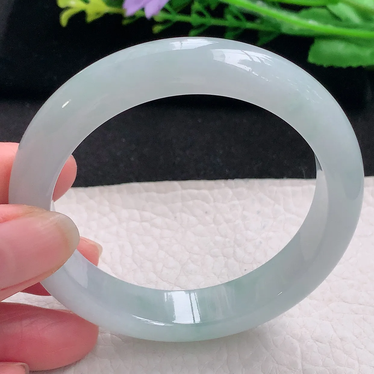 nr自然光56.5*12.5*8.8平安镯 翡翠a货玉手镯冰胶清新宽边珠宝玉手环