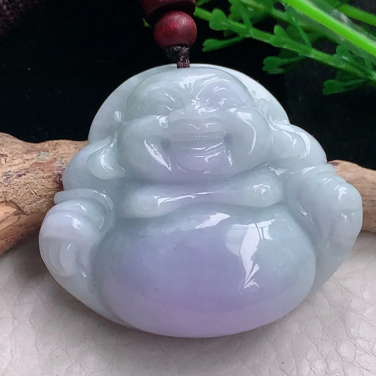 zen自然光40.8*46.5*14.2缅甸翡翠a货饱满紫罗兰佛公 弥勒佛玉吊坠 玉挂件