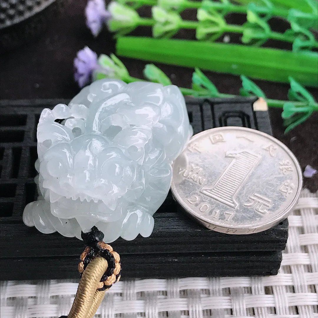 天然A货翡翠38/24/20.5老坑秀气冰润招财貔貅吊坠翡翠挂件