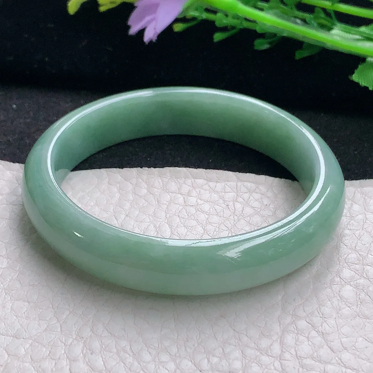 xx自然光53*11.8*7平安镯 翡翠a货玉手镯满绿宽边珠宝玉手环