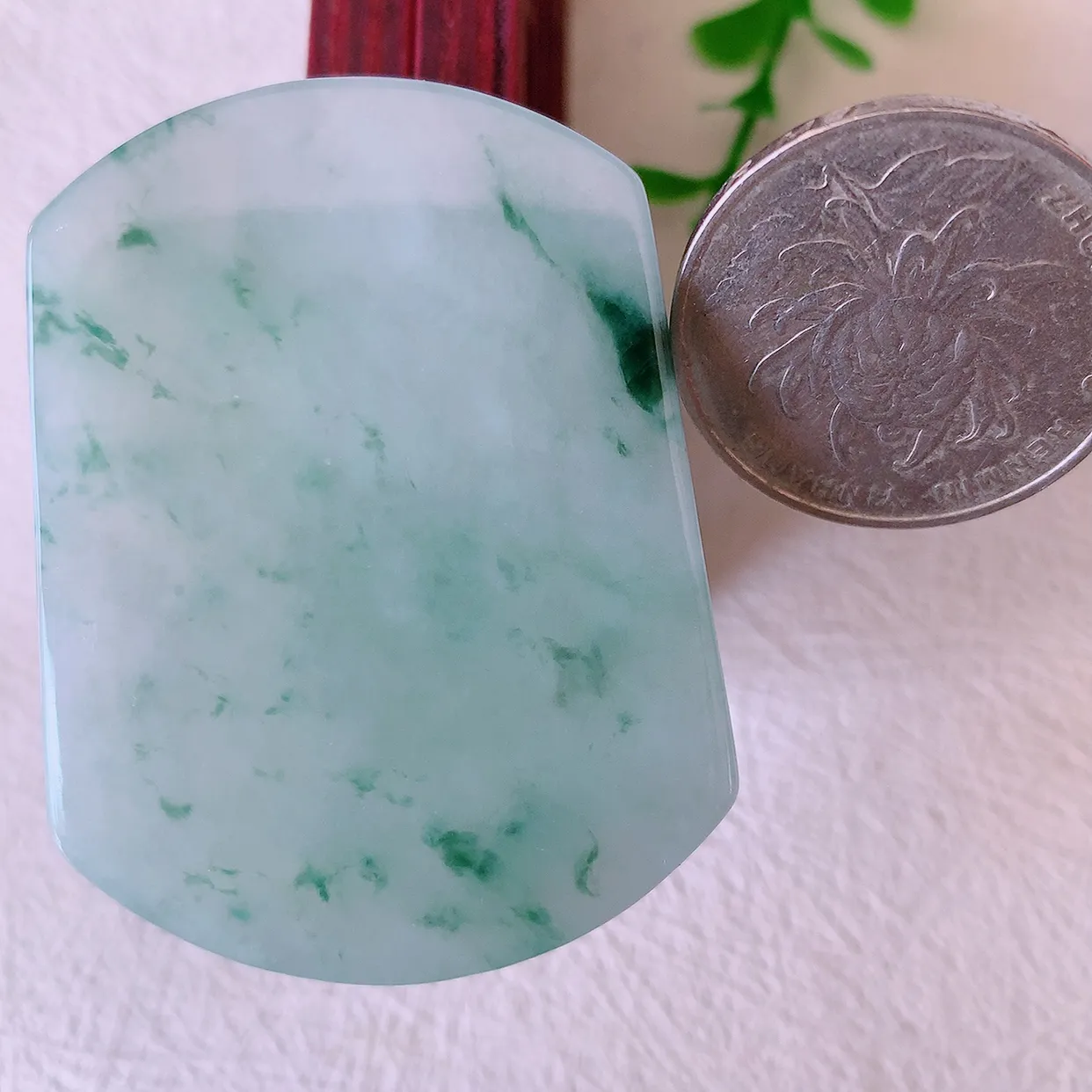 自然光实拍，冰飘花翡翠平安无事牌吊坠，平平安安，无事牌翠色灵动，佩戴平安时尚！#46.7