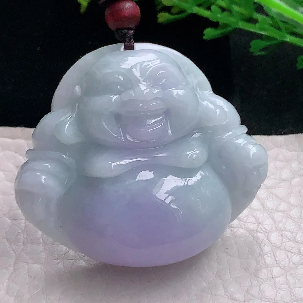 zen自然光40.8*46.5*14.2缅甸翡翠a货饱满紫罗兰佛公 弥勒佛玉吊坠 玉挂件