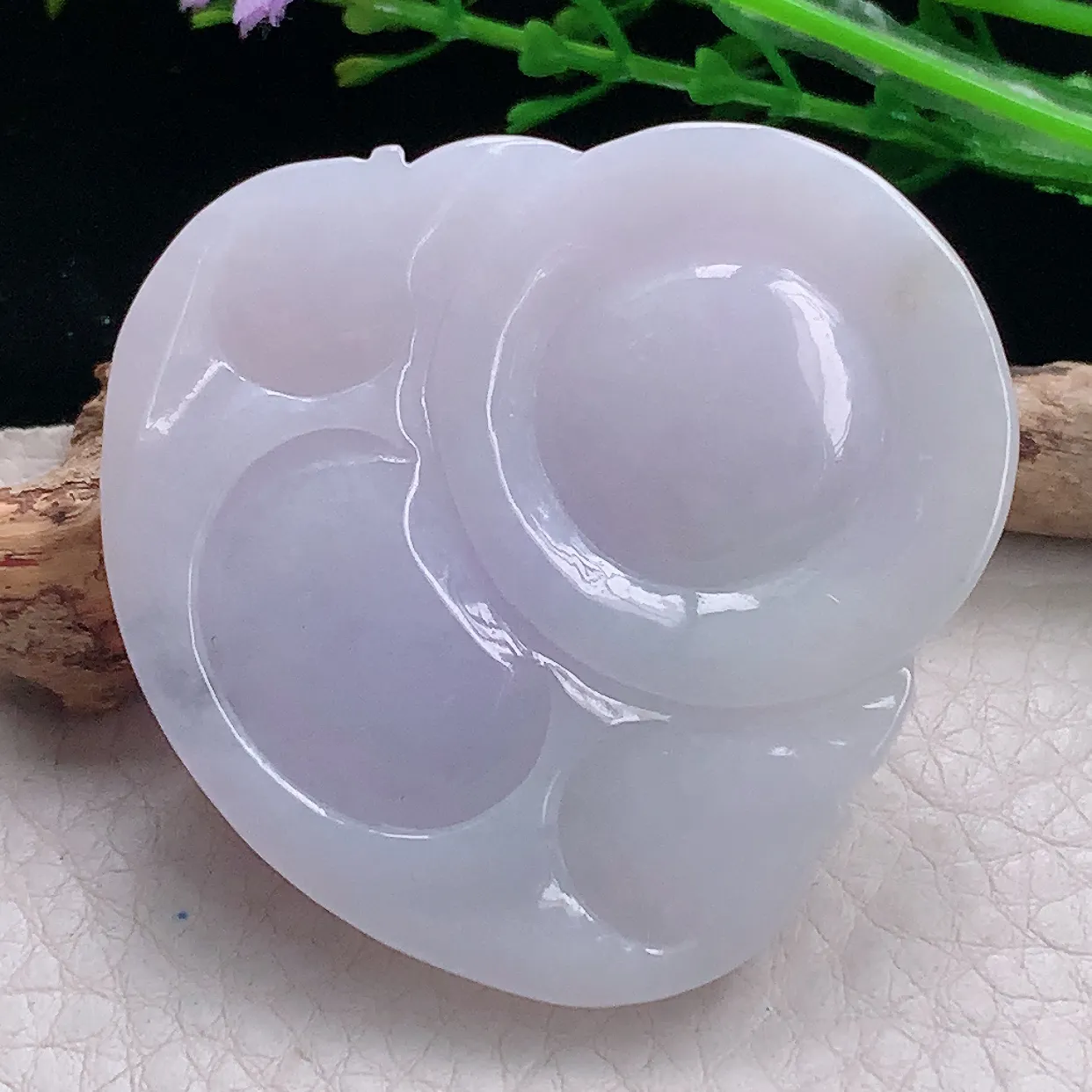 zen自然光48.5*48.6*12.5缅甸翡翠a货饱满紫罗兰大佛公 弥勒佛玉吊坠 毛衣坠