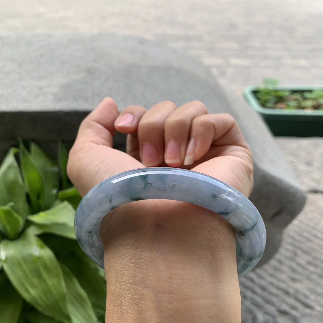 圈口57.6-11.5 【茄紫飘花圆条手镯】圆条57 58可戴