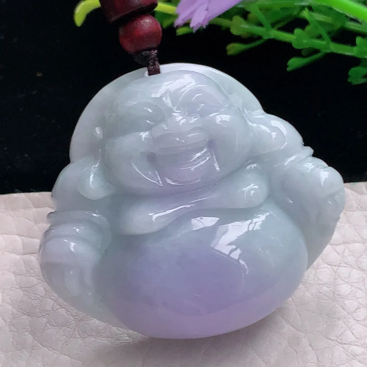zen自然光40.8*46.5*14.2缅甸翡翠a货饱满紫罗兰佛公 弥勒佛玉吊坠 玉挂件