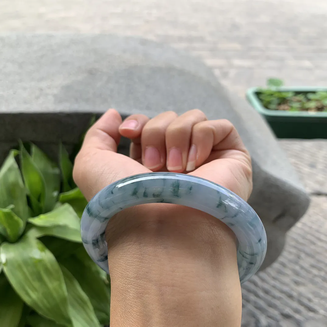 圈口57.6-11.5 【茄紫飘花圆条手镯】圆条57 58可戴