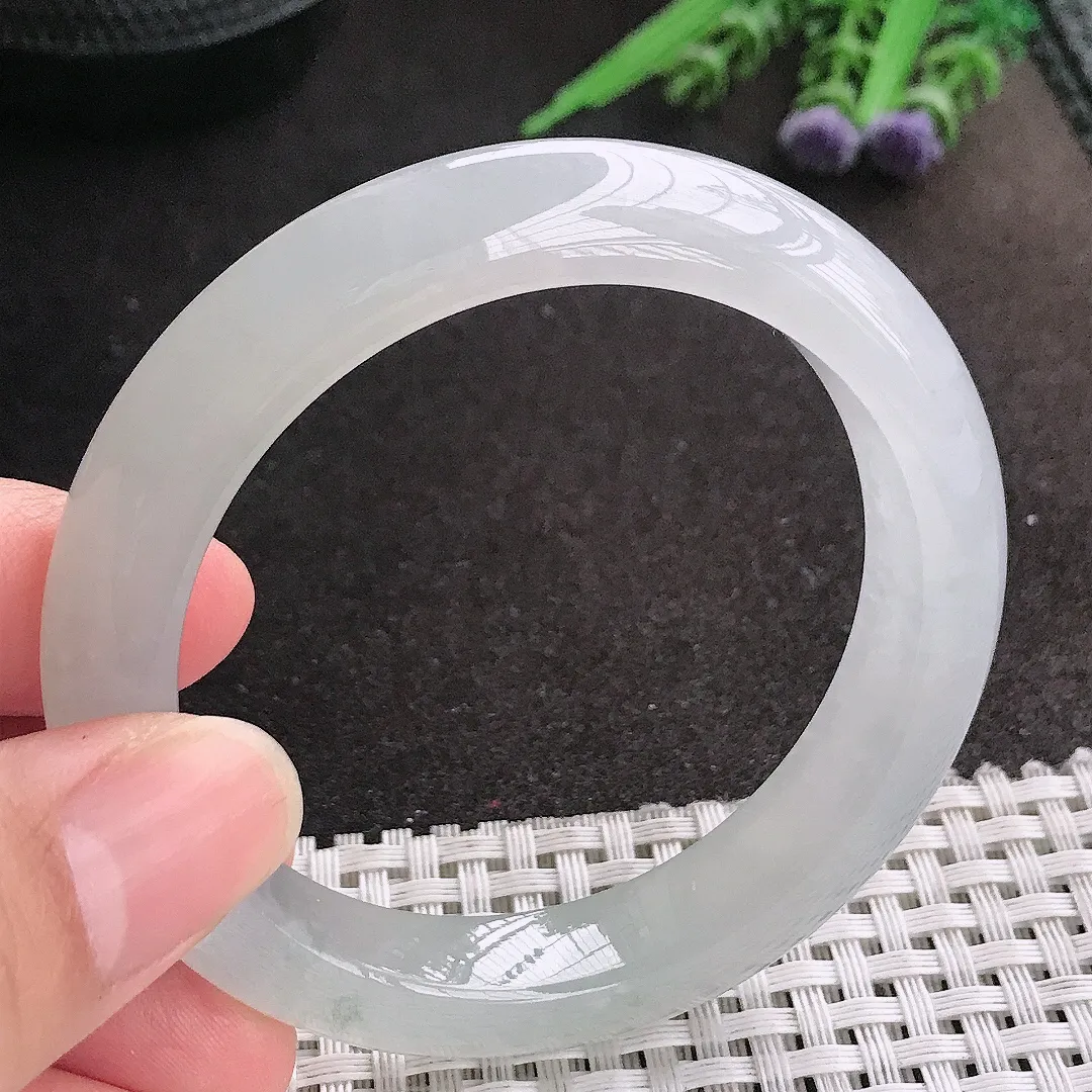 天然A货翡翠53/11.3/8.8老坑冰胶果冻冰晴底手镯宽边玉镯