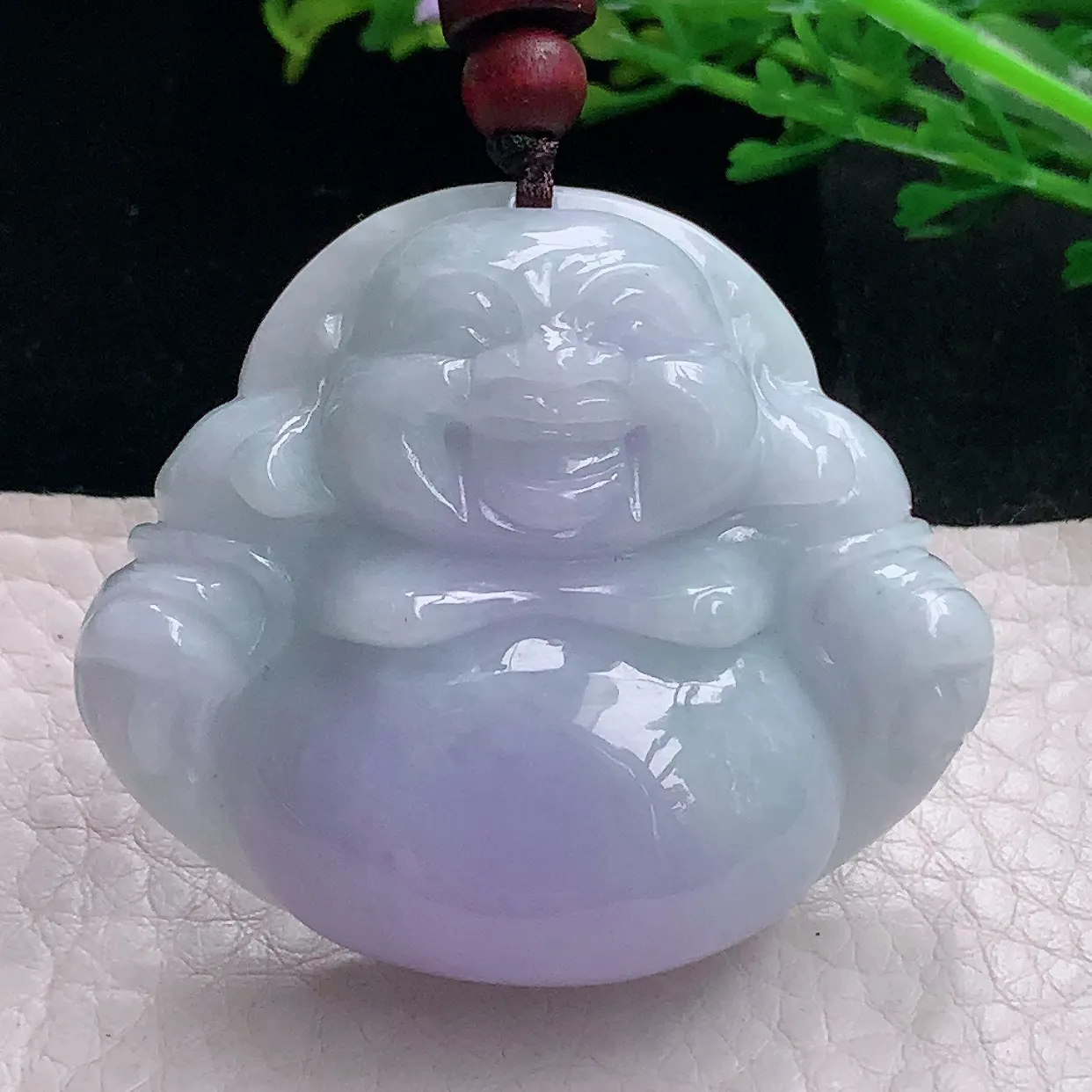 zen自然光40.8*46.5*14.2缅甸翡翠a货饱满紫罗兰佛公 弥勒佛玉吊坠 玉挂件