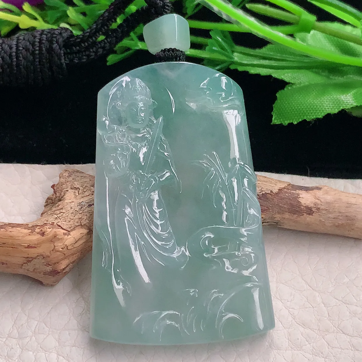 mut自然光55.6*36*5.6天然缅甸翡翠冰晴自在观音 玉观音玉吊坠 玉挂件