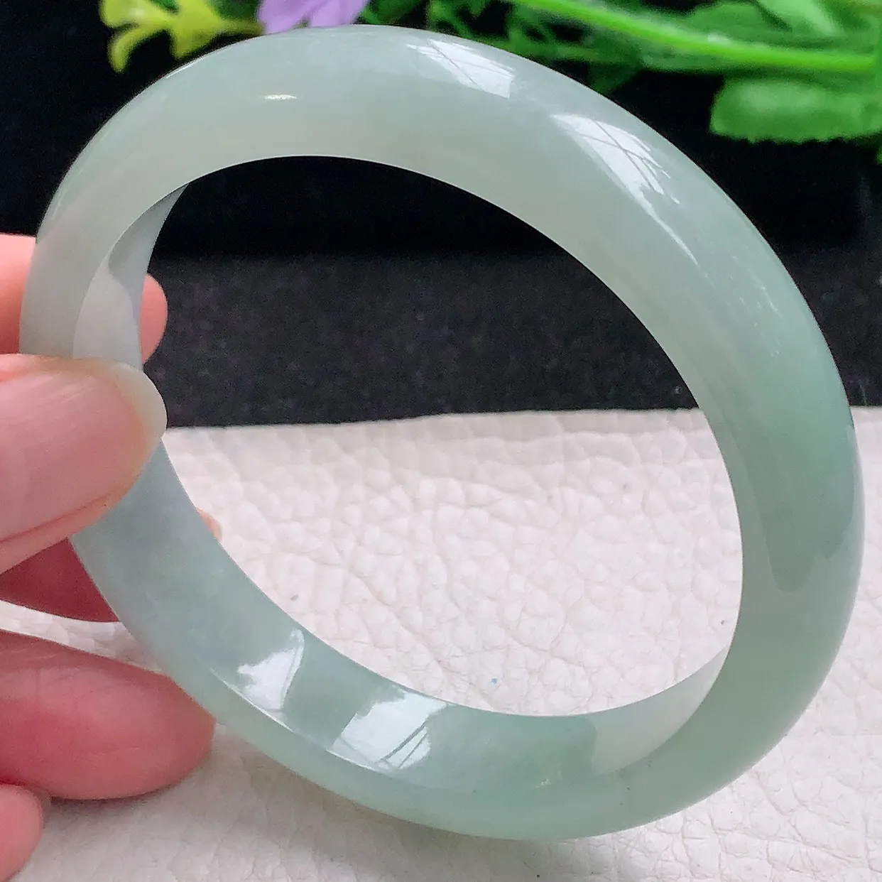 nr大圈口61*13.4*7.8平安镯 翡翠a货玉手镯冰晴宽边珠宝玉手环