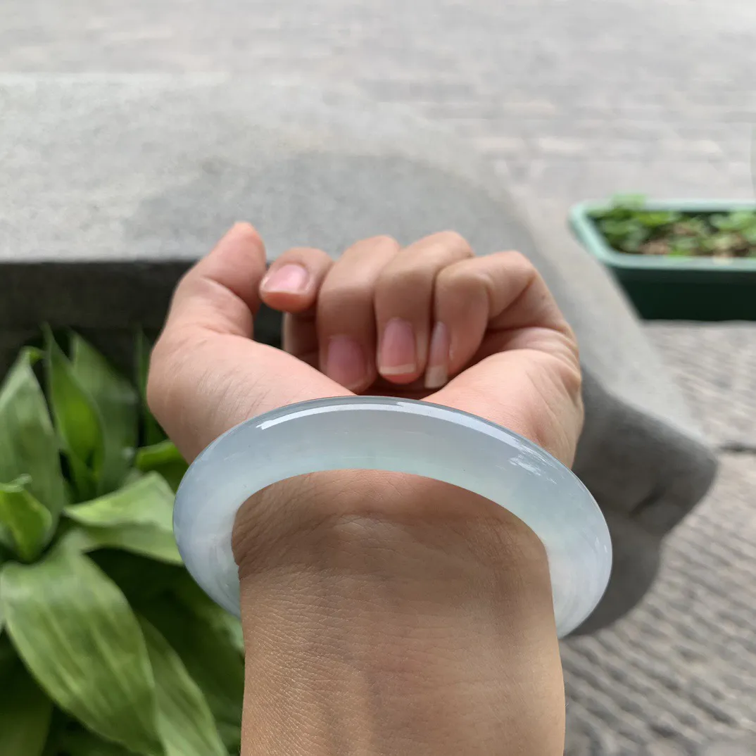 圈口55.5-10.5 【高冰飘花圆条手镯】圆条55 56可戴