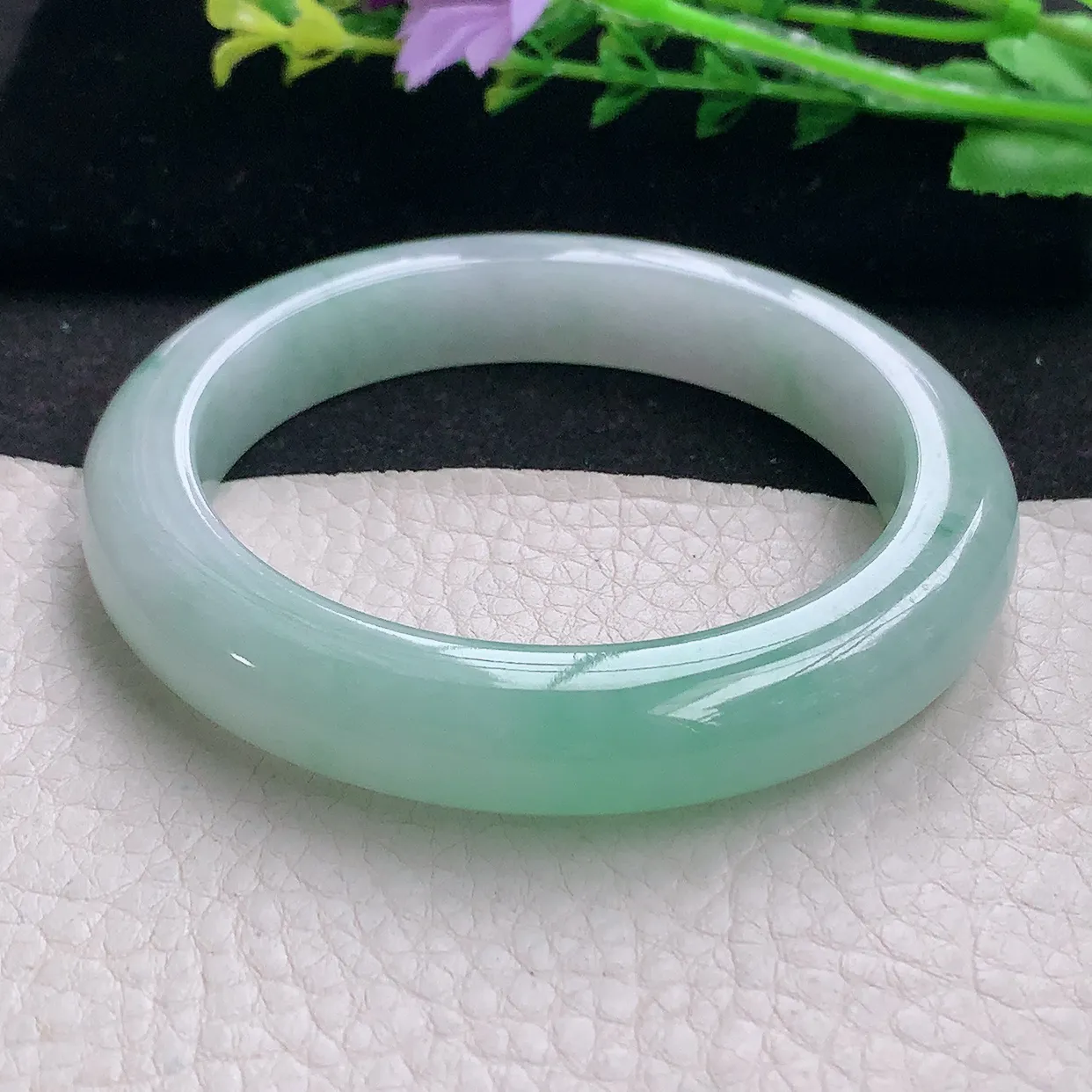 z自然光58.5*11.8*9.7平安镯 翡翠a货玉手镯清新宽边珠宝玉手环