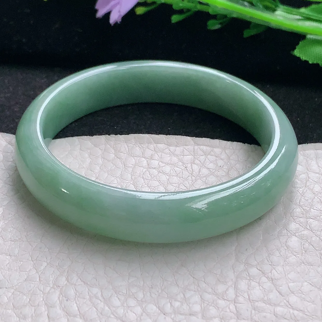 xx自然光53*11.8*7平安镯 翡翠a货玉手镯满绿宽边珠宝玉手环